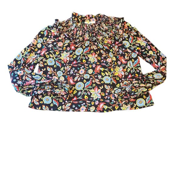 Boden Womens Floral Patterned Long Sleeve Blouse UK 14 US 10 Black Multicolor Sm - Picture 1 of 5